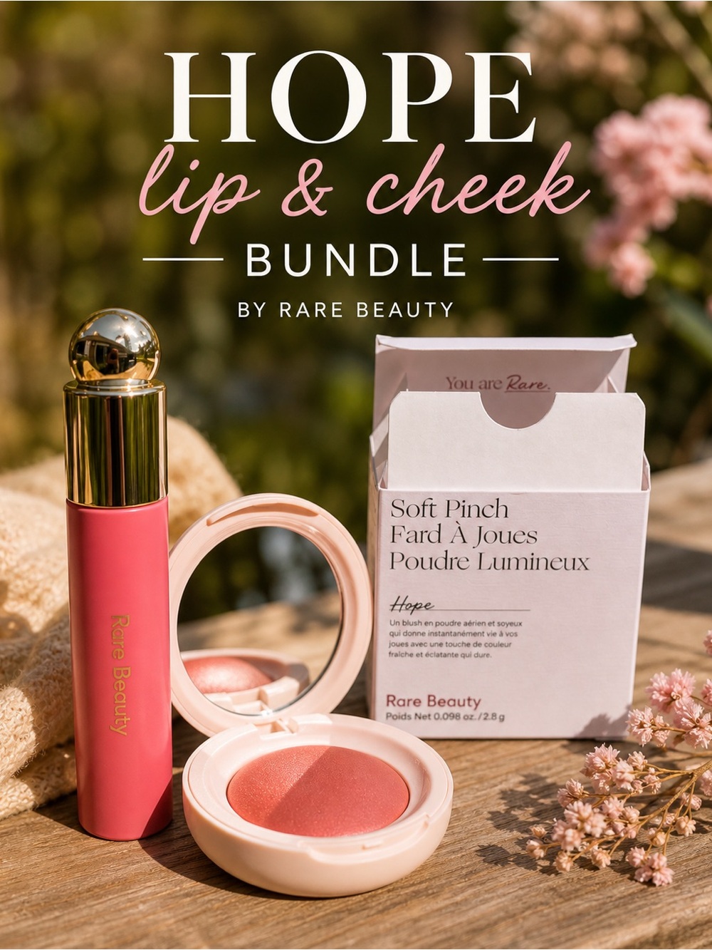 Brand new Rare Beauty Soft Pinch Lip & Cheek Bundle in shade “Hope” 💗 $51 value